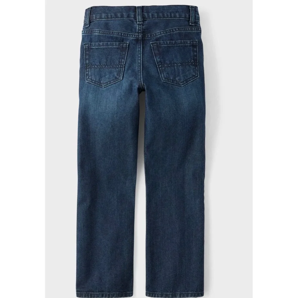 The Children's Place Boys Bootcut Jeans Dark Wash Denim Pants Blue